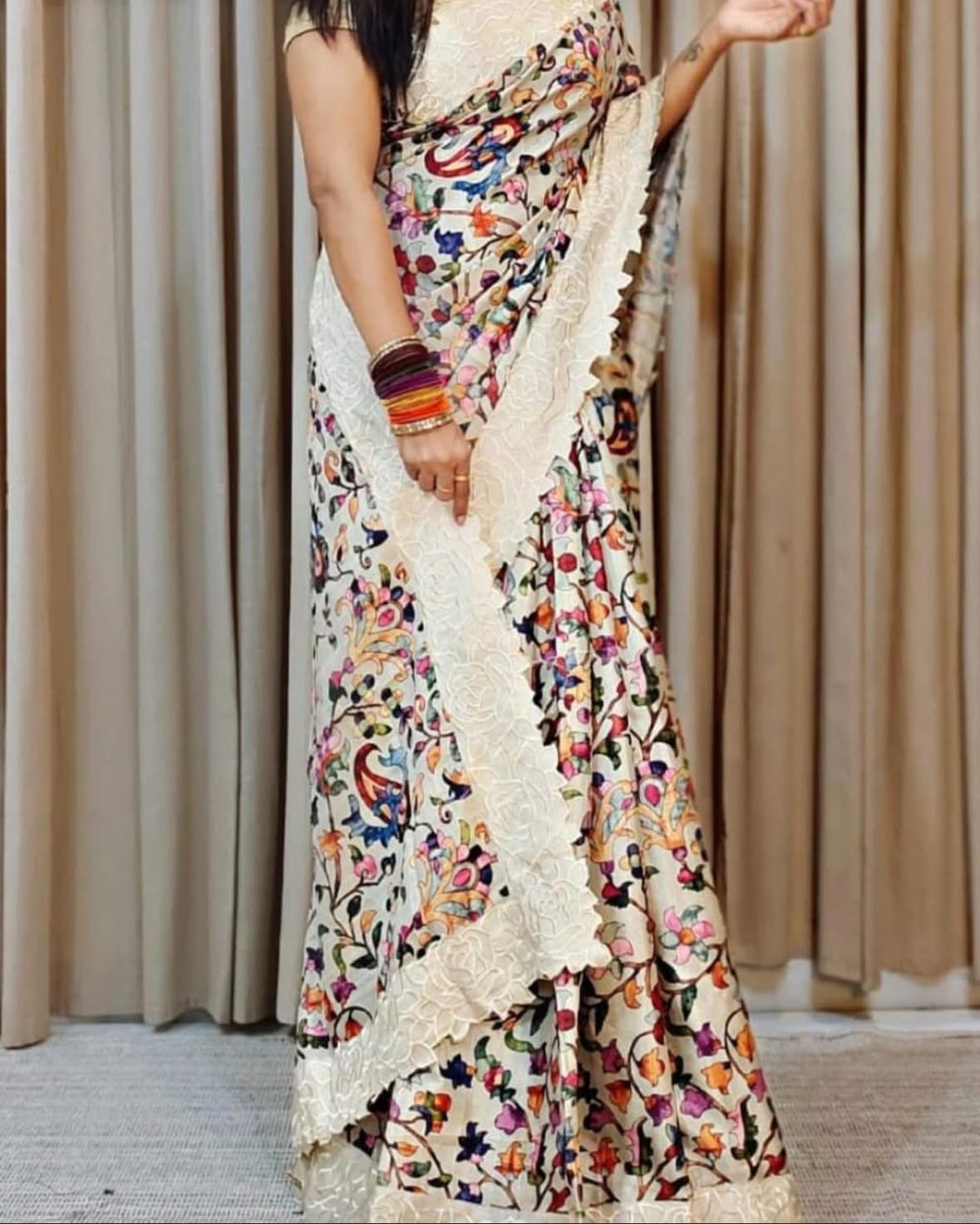 Beautiful pure tussar silk sarees with floral design and kutcha lines along with self embroidery fl